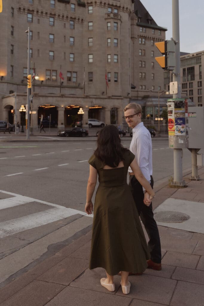 Downtown Ottawa engagement couple