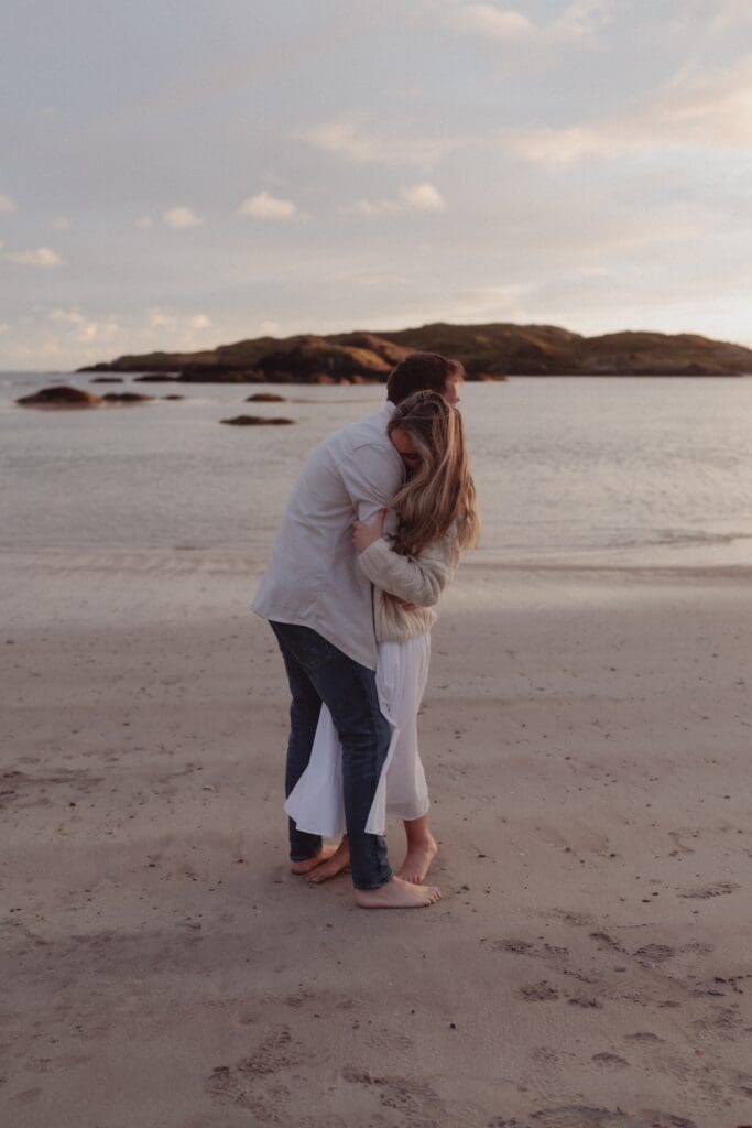 Couple's engagement session at Derrynane Beach.