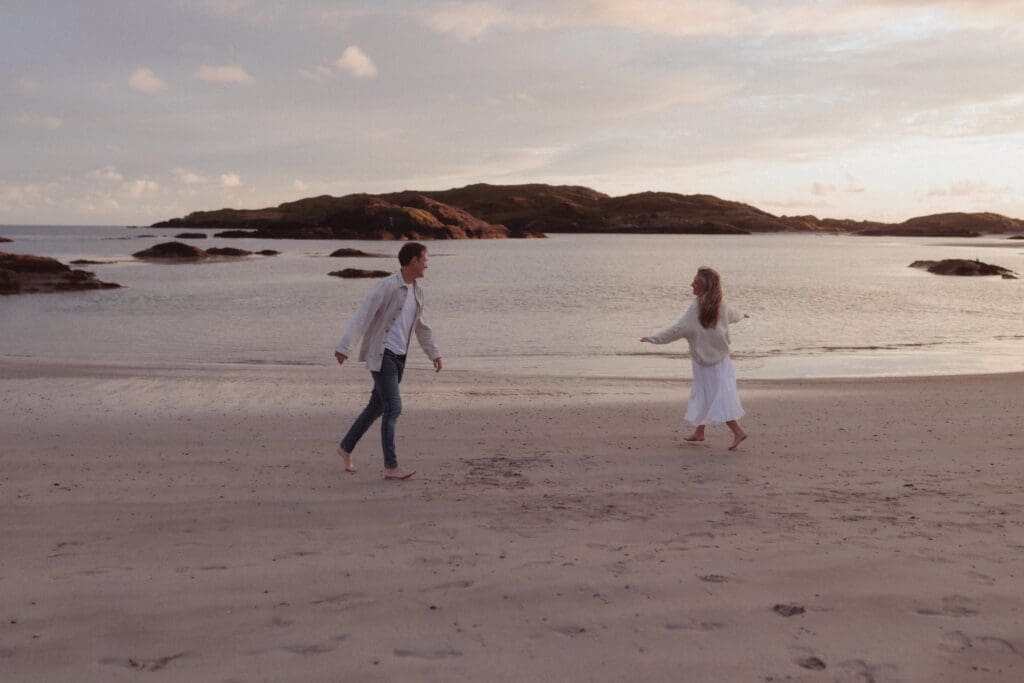 Couple's engagement session at Derrynane Beach.