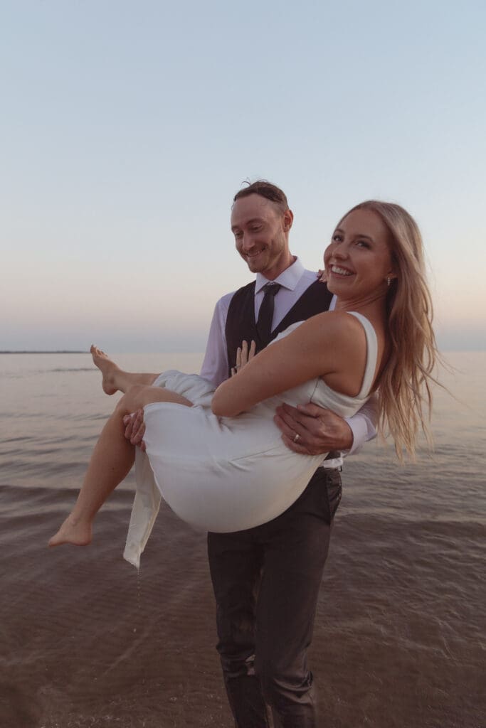 Sandbanks Outlet Beach Elopement photos.