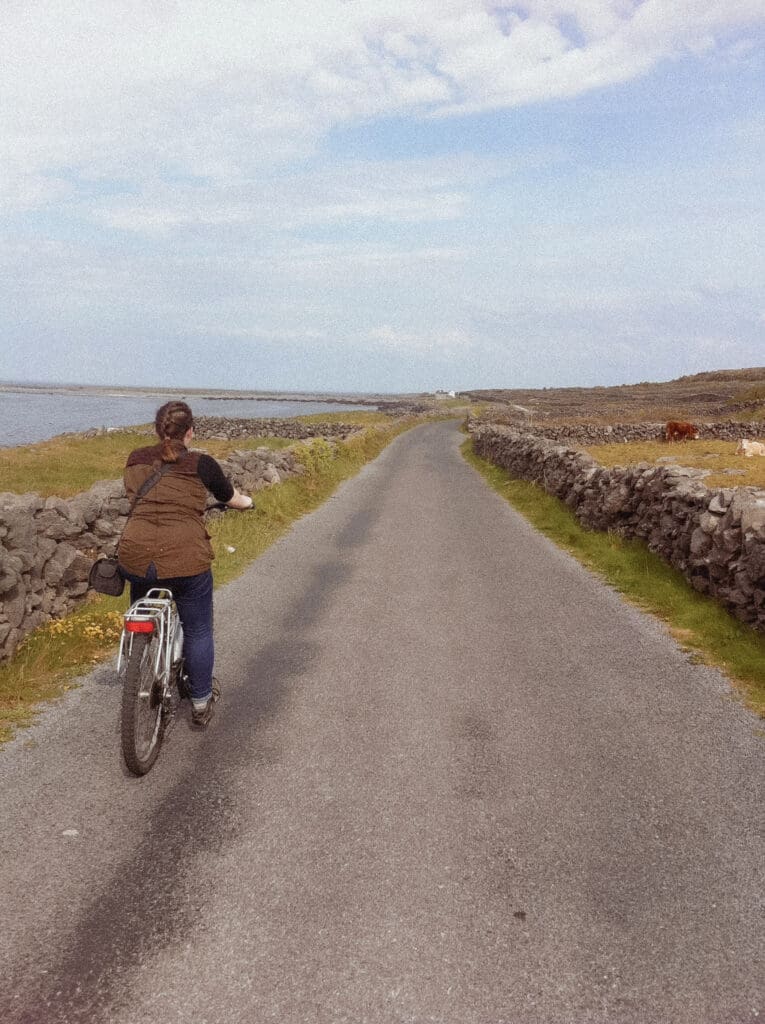 Cycling on Inis Mór (Inishmore), the Aran Islands. Shot in 35mm film.