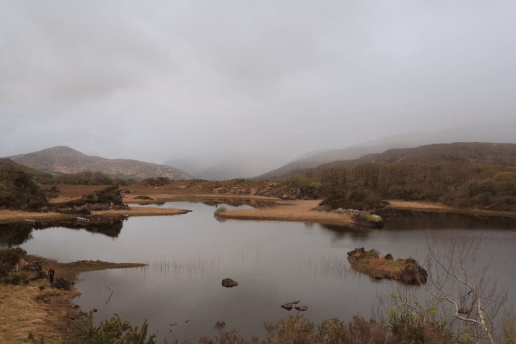 A moody, foggy day at a lake in Killarney National Park. Numerous spots for a beautiful elopement in Ireland.