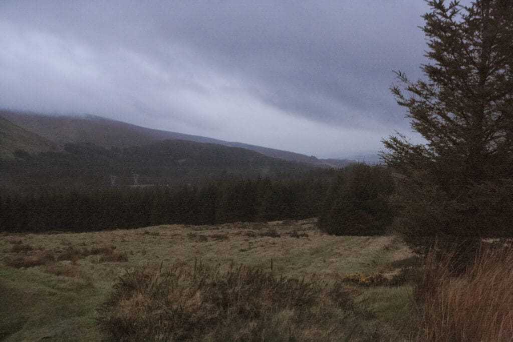 Wicklow mountains at dusk. The moodiness of Wicklow would make for a stunning backdrop to and Ireland elopement.