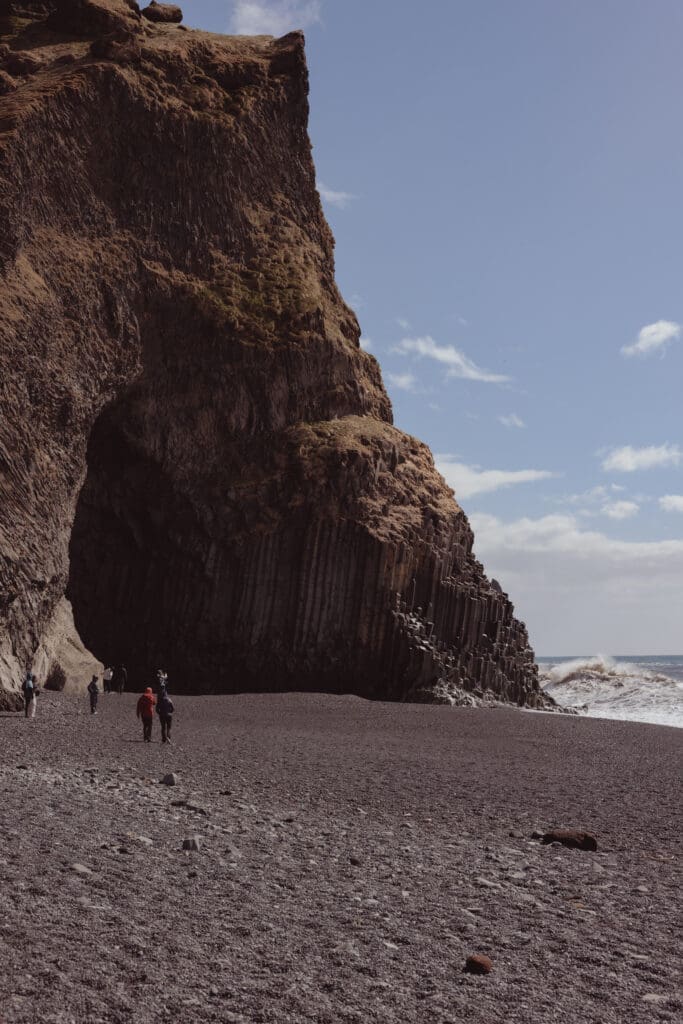 Reynisfjara Beach basalt columns in Iceland.