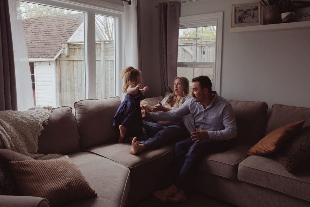 Family maternity session at home in Kemptville, Ontario.